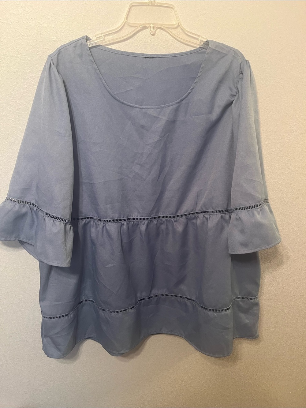 SHEIN Brand - Cornflower Blue, 2XL with Bell Sleeves.